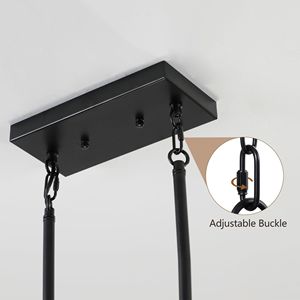 Lampadario a sospensione industriale in noce da 32 pollici con 5 luci, paralumi rettangolari per sala da pranzo e isola cucina - Product Image 6