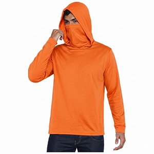 Chemises de pêche personnalisées à manches longues avec capuche UPF 50, séchage rapide, sublimation, polyester respirant, logo frontal, protection UV pour hommes - Product Image 1