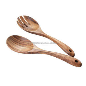 Juego de Cubiertos de madera de acacia personalizados de la mejor calidad de 2 utensilios de cocina de madera pulida para uso de café y té para fiestas - Product Image 4