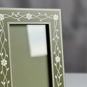 Handcrafted Sage Green Bone Inlay Photo <b>Frame</b> with Floral Vine Design – Luxury Decorative Picture <b>Frame</b> for Home & Office Decor - Product Image 4
