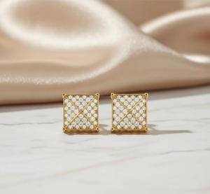 Pendientes cuadrados de plata de ley 925 con moissanita de corte redondo y baño de rodio, ideales para uso diario, fiestas, bodas, regalo para la mejor amiga. - Product Image 5