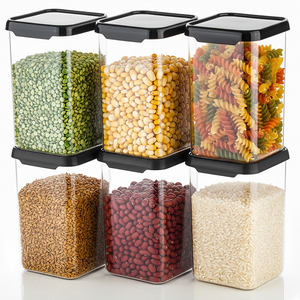 Conteneur de stockage alimentaire rectangulaire empilable transparent avec couvercle hermétique, capacité de 1100 ml / 1 kg - Product Image 1