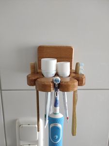Soporte de madera para cepillos de dientes con bandeja extraíble para una fácil limpieza y organización higiénica del baño - Product Image 2