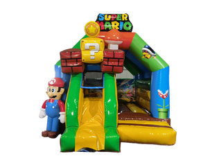 Super champignon <span class=keywords><strong>Mario</strong></span> château gonflable avec toboggan fête location chapeau garçon thème rebond Combo pour enfants sautant - Product Image 1