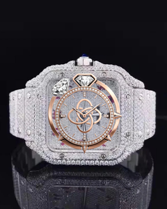 Luxury Moissanite Wristwatch Men Full Stone Setting Stainless Steel <b>Diamond</b> <b>Watch</b> - Product Image 1