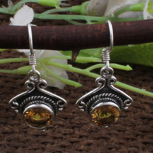 ต่างหูเงินแท้ 925 ประดับซิทรินธรรมชาติสำหรับผู้หญิง ต่างหูห้อยประดับพลอยควอตซ์สีเหลืองสุดหรู ของขวัญเครื่องประดับชั้นดี - Product Image 3