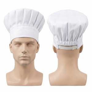 Gorro de Chef Blanco Premium de 200 GSM, Sarga de Polialgodón, con Múltiples Paneles, Correa Ajustable, Logotipo Bordado Personalizado, Gorras para el Cabello - Product Image 1