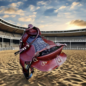 Conjunto de silla de montar occidental que incluye una manta para silla de montar de 34X36 y otros accesorios para deportes ecuestres y competición. - Product Image 5