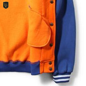 Veste d'extérieur confortable en laine avec manches contrastantes, style Letterman, boutons recouverts, pour un usage quotidien et décontracté - Product Image 3