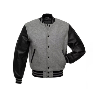 OEM Custom Varsity <b>Jacket</b> Manufacturer Durable Wool Body Varsity <b>Jacket</b> with Faux <b>Leather</b> Sleeve <b>Jacket</b> - Product Image 3
