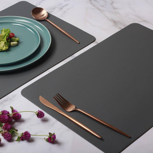 Leather <b>Placemats</b> Premium Mats &Modern Silicone <b>Placemats</b> <b>Rectangle</b> Non-Slip Dark Gray Table Mats for Dining Set - Product Image 1