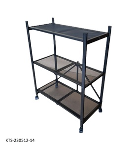 Black 3-Layer Carbon Steel Rolling Shelf With <b>Wire</b> Mesh And Wheels Portable Multi-Level Storage <b>Rack</b> - Product Image 2