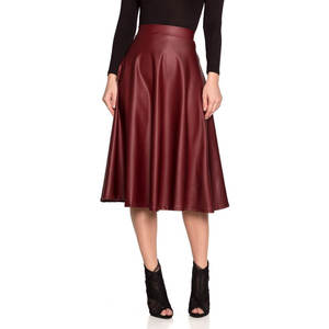 Falda de Cuero Sintético de Primera Calidad para Mujer, Color Borgoña, Estilo Flare, Duradera, Flexible y Elástica, 2026 - Product Image 2