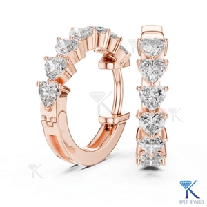 Boucles d'oreilles créoles Huggie en or massif 14K 18K avec diamants CVD taille cœur cultivés en laboratoire, bijoux fins pour femmes, vente en gros fabricant - Product Image 6