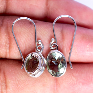 Venta al por Mayor de Pendientes de Plata de Ley 925 100% Pura con Gancho, Gema de Amatista Verde, Joyería Fina, Proveedor y Fabricante Indio - Product Image 3