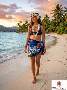 Pareo Hawaiano de Satén Tejido con Estampado Floral Tropical, Ligero, para Playa, Verano, para Niños, Fabricante de Telas Personalizadas, OEM - Product Image 3