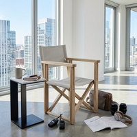 Fauteuil de salon moderne pliable en bois massif avec assise en toile élégante, fauteuil portable en bois pour aménagement intérieur, design artistique