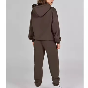 Conjunto Deportivo de 2 Piezas para Mujer, Estilo Moderno, Alta Calidad, Casual, Transpirable, Talla Grande, Felpa Sólida, Otoño, Largo - Product Image 1