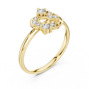 Anillo de oro macizo de 14k para mujer con diamante de corte redondo minimalista botánico antiguo, ideal para regalo, compromiso, aniversario, boda. - Product Image 3