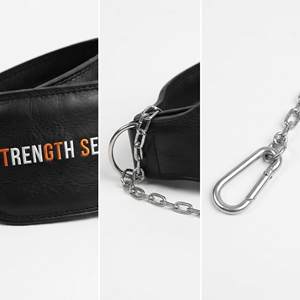 High Quality Leather Dip <b>Belt</b> With Chain For Bodybuilding Trainer Back Support Push Up Adjustable Leather Dip <b>Belt</b> Unisex - Product Image 3