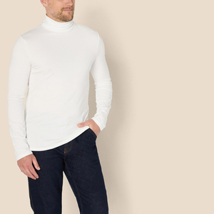 Suéter de cuello alto para hombre de alta calidad, corte ajustado, mezcla de algodón y poliéster, para todas las temporadas, suave, transpirable y a la moda. - Product Image 4
