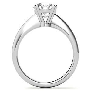 Bague de fiançailles solitaire en moissanite VVS1 taille ronde, or blanc massif 18 carats, double griffe, pour elle - Product Image 6