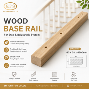 Barandilla de Madera Maciza de Estilo Rústico para Montar en la Pared, 4.2 Metros |   Sistema de Barandillas para Escaleras Largas Preperforadas Antideslizantes para Personas Mayores y Niños - Product Image 1