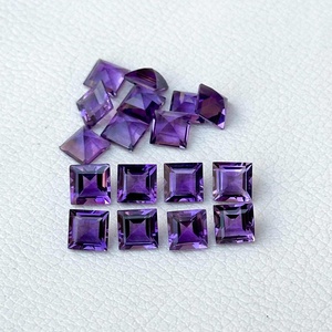 Anillo de piedra pulida de grado superior de piedras preciosas sueltas de corte cuadrado facetado de amatista Africana Natural de 10mm para accesorios de fabricación de joyas - Product Image 1