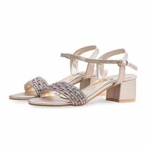 Sandale à talon fantaisie dorée pour femme FN6028 - Product Image 3