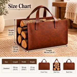Sac de transport pour bûches en bois véritable en cuir personnalisé, robuste et rustique, pour cheminée, LWC-0003 - Product Image 4