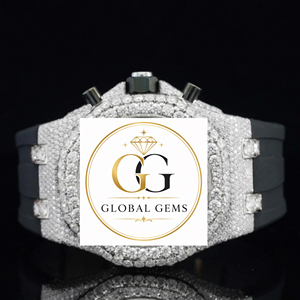 Best Quality Elegant White Gold Iced Out Diamond Watch Full Luxury Studded Timepiece for Men and Women Available at Export Price - Product Image 1
