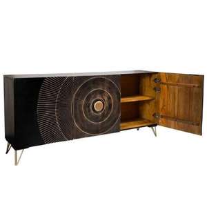 golden sunburst cnc designed <b>sideboard</b> wooden <b>storage</b> cabinet - Product Image 5