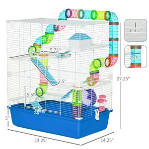 Gabbia per Criceti in Plastica Ecologica a 5 Livelli da 23 Pollici con Ruota e Bottiglia d'Acqua, Stile Cut, per Uso Interno ed Esterno, Blu - Product Image 3