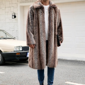 Autumn Winter New Square Collar Faux Fur <b>Long</b> Coat Warm Thickened Overcoat Single <b>Men's</b> <b>Jacket</b> - Product Image 5
