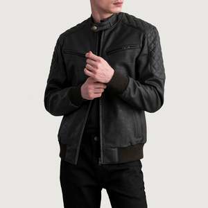 High Quality <b>Men's</b> Casual <b>Aviator</b> Biker Leather <b>Jacket</b> Winter OEM Service Stand Fur Collar Adjustable Belt Waist Pockets - Product Image 3