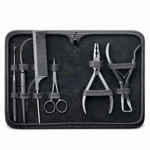 Kit de Herramientas de Alta Calidad para Extensiones de Cabello Color Dorado, Alicates de Acero Inoxidable y Plástico, Aguja de Perlas, Tijeras para Extensiones de Cabello - Product Image 2