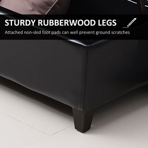 Sgabello Contenitore Imbottito in Ecopelle Nera da 130 cm per Ingresso, Appartamento, Soggiorno, Camera da Letto - Product Image 5