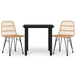 Ensemble de salle à manger de jardin en acier noir et polyéthylène avec verre trempé, taille moyenne - Product Image 2