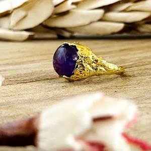 Latest Design Amethyst <b>Ring</b> Boho Brass <b>Rings</b> Women 18k <b>Gold</b> Plated Floral Statement Band Ethnic <b>Cocktail</b> <b>Ring</b> Wholesale/OEM/ODM - Product Image 6