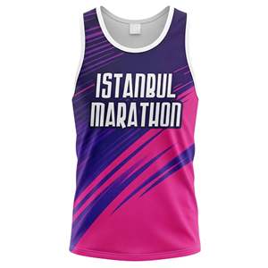 Low MOQ Custom Team Logo Sublimated Breathable Quick Dry Men's Sleeveless <b>Running</b> Jersey Crew Neck Spandex/Polyester Fabric - Product Image 2