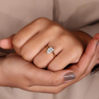 Anillo de compromiso de plata con corte de pera, solitario moderno, diamante cultivado en laboratorio, 3g-6g, unisex, para fiesta