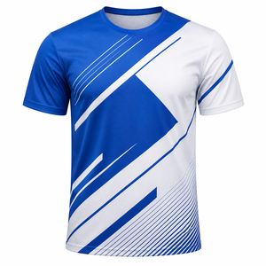 Camiseta Deportiva de Poliéster de Secado Rápido con Sublimación Geométrica Azul y Blanca para Hombre, Jersey Deportivo, Ropa de Pesca para Adultos - Product Image 1