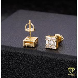 Magnifiques boucles d'oreilles géométriques en moissanite et diamant, en argent sterling 925, couleur or rose, bijoux de luxe pour femmes - Product Image 5