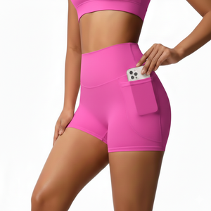 Shorts de Yoga de Cintura Alta para Mujer, Ecológicos, de Secado Rápido, Transpirables, con Bolsillo, para Correr, Fitness, Diseño Sólido, 200g - Product Image 5