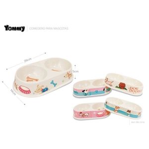 Gamelle pour animaux Yommy 30x16.5cm à double compartiment avec motif chien pour chiens et chats - Product Image 2