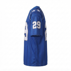 Custom Men's Football Jersey Blue White Gold Striped 100% Polyester Mesh V-neck Plus Size <b>Athletic</b> Sports Top Number 29 Team - Product Image 3