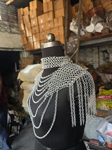 Armadura de Hombro de Imitación Antigua Hecha a Mano con Cadena Plateada, Joyería para Disfraces de Festivales Medievales - Product Image 2