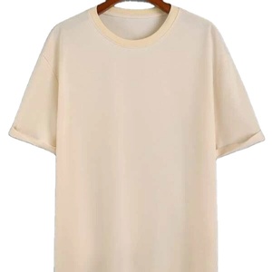 T-shirt à épaules tombantes en coton pour homme, couleur unie, design personnalisé, col rond, tenue décontractée - Product Image 1