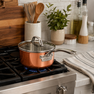 Casserole en cuivre artisanale avec couvercle et poignée en laiton, ustensile de cuisson en cuivre, faitout en cuivre, pot de cuisine, OEM ODM, vente en gros - Product Image 3