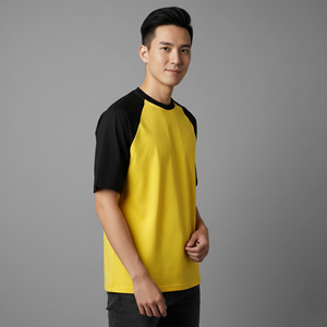 T-shirt personnalisé tendance grande taille, color block, col rond, respirant, style hip-hop, épaules tombantes, léger - Product Image 2